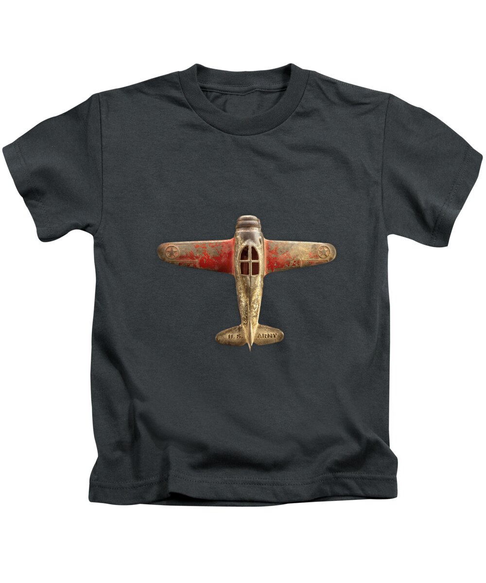 Black Kids T-Shirt featuring the photograph Airplane Scrapper on Black by YoPedro