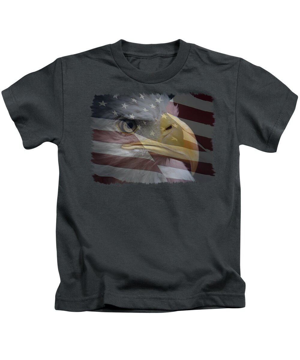 Eagle And Flag Kids T-Shirt featuring the photograph American Pride 3 by Ernest Echols