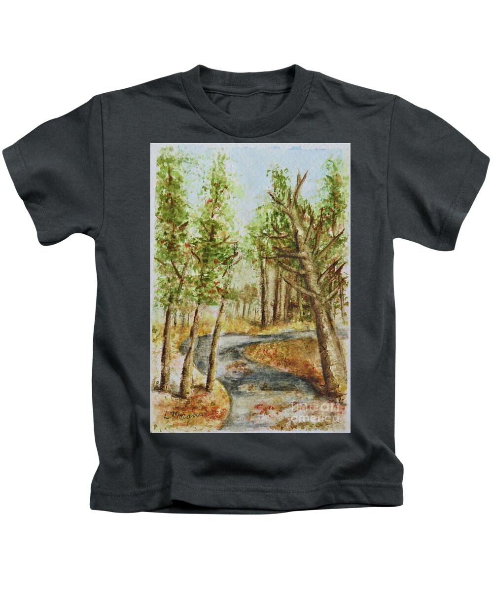 Autumn Kids T-Shirt featuring the painting An Autumn Stroll by Laurie Morgan