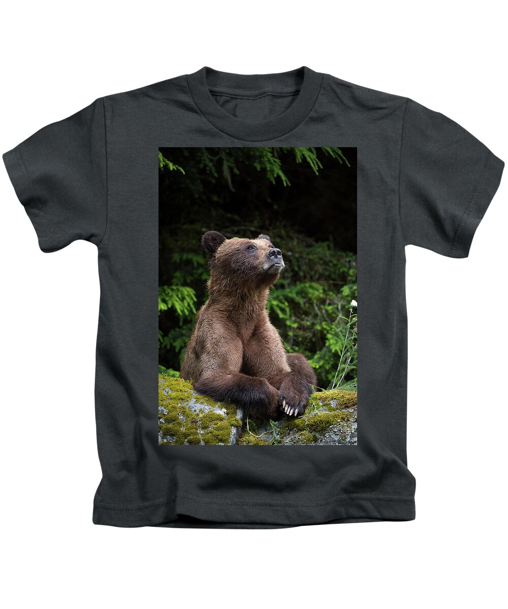 Bears Kids T-Shirt featuring the photograph An Endearing Portrait of a Grizzly by Bill Cubitt