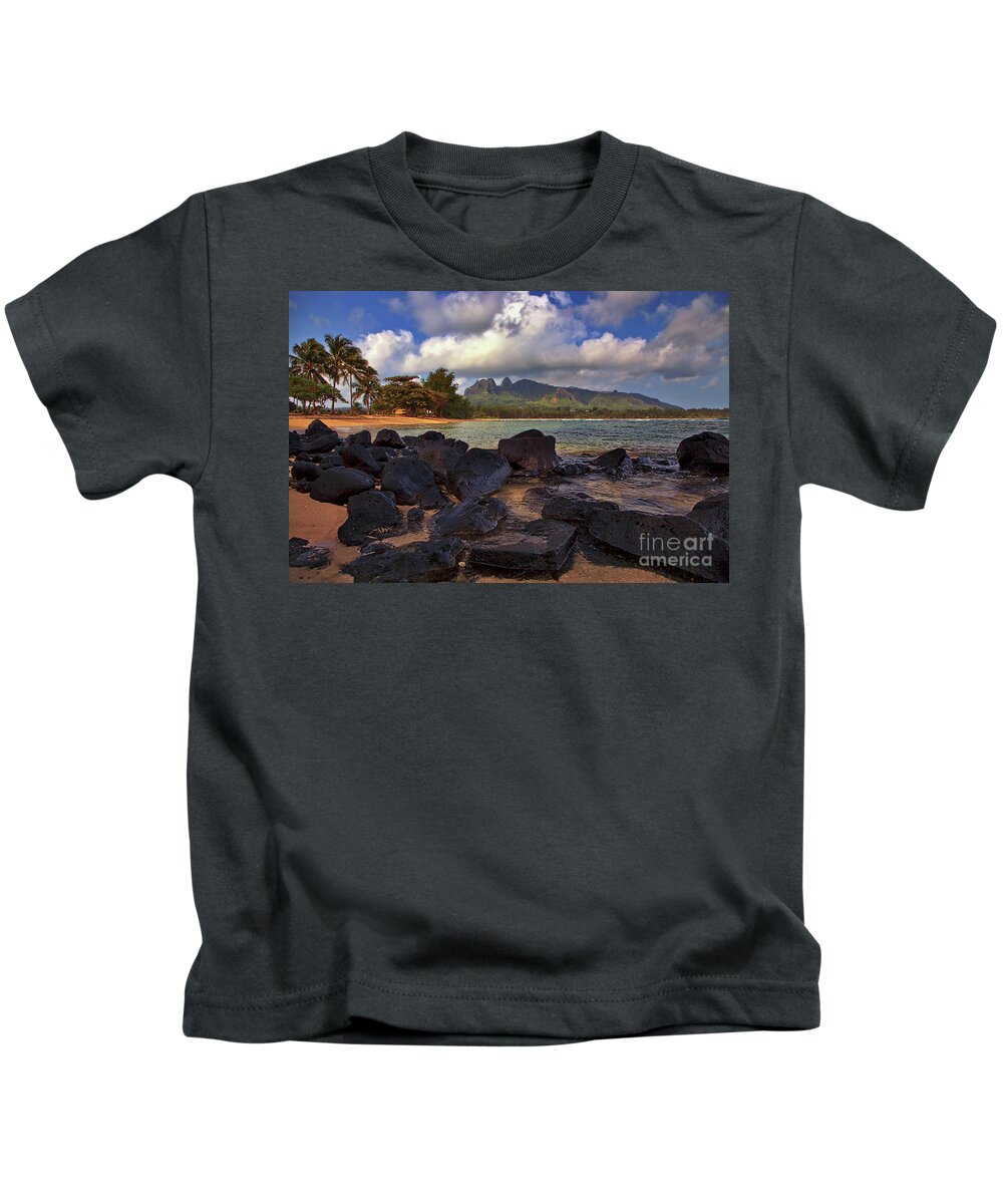 Anahola Beach Park Kids T-Shirt featuring the photograph Anahola Beach Park on the island of Kauai, Hawaii by Sam Antonio