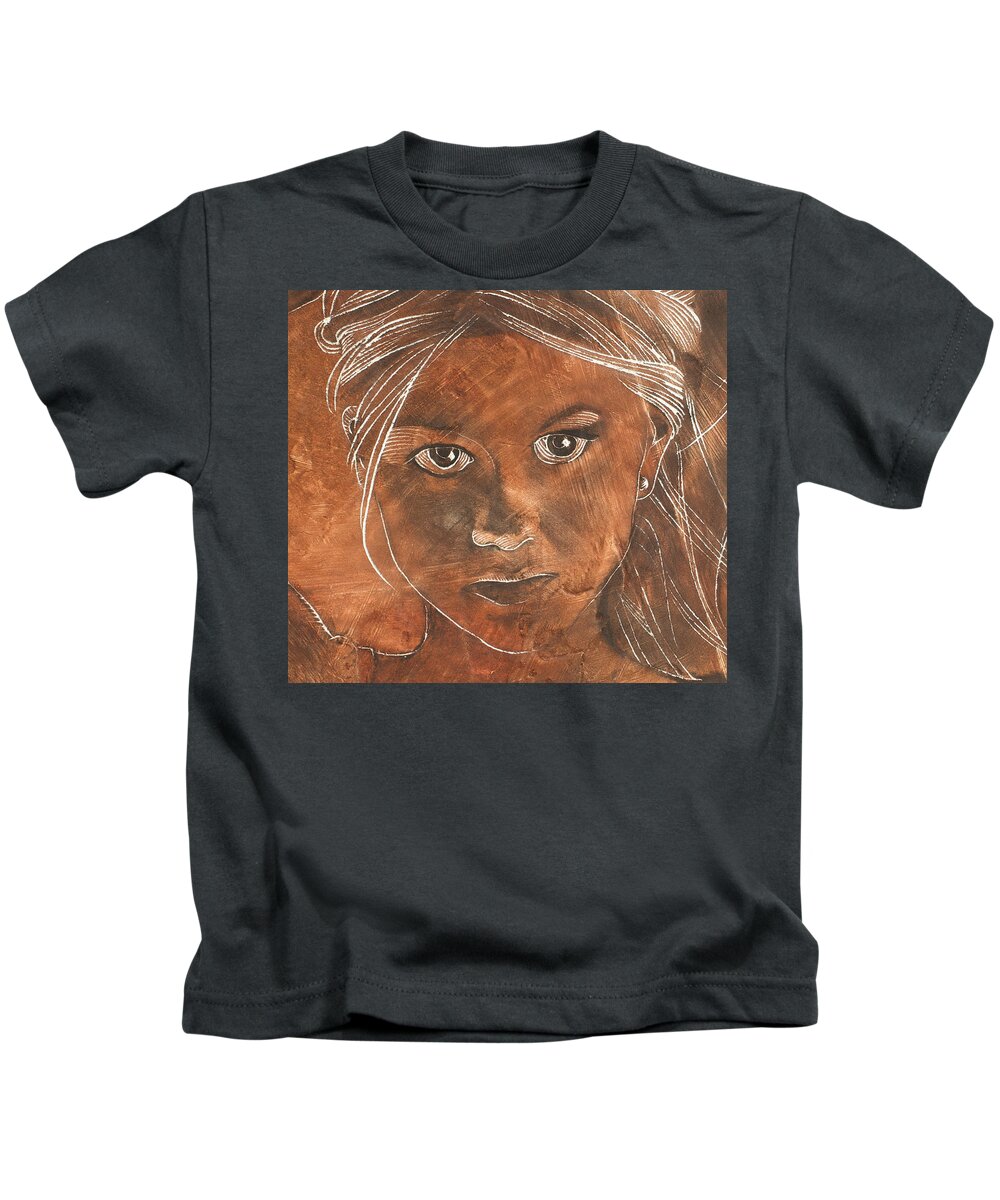 Nude Kids T-Shirt featuring the painting Angel In Process Head Detail by Richard Hoedl
