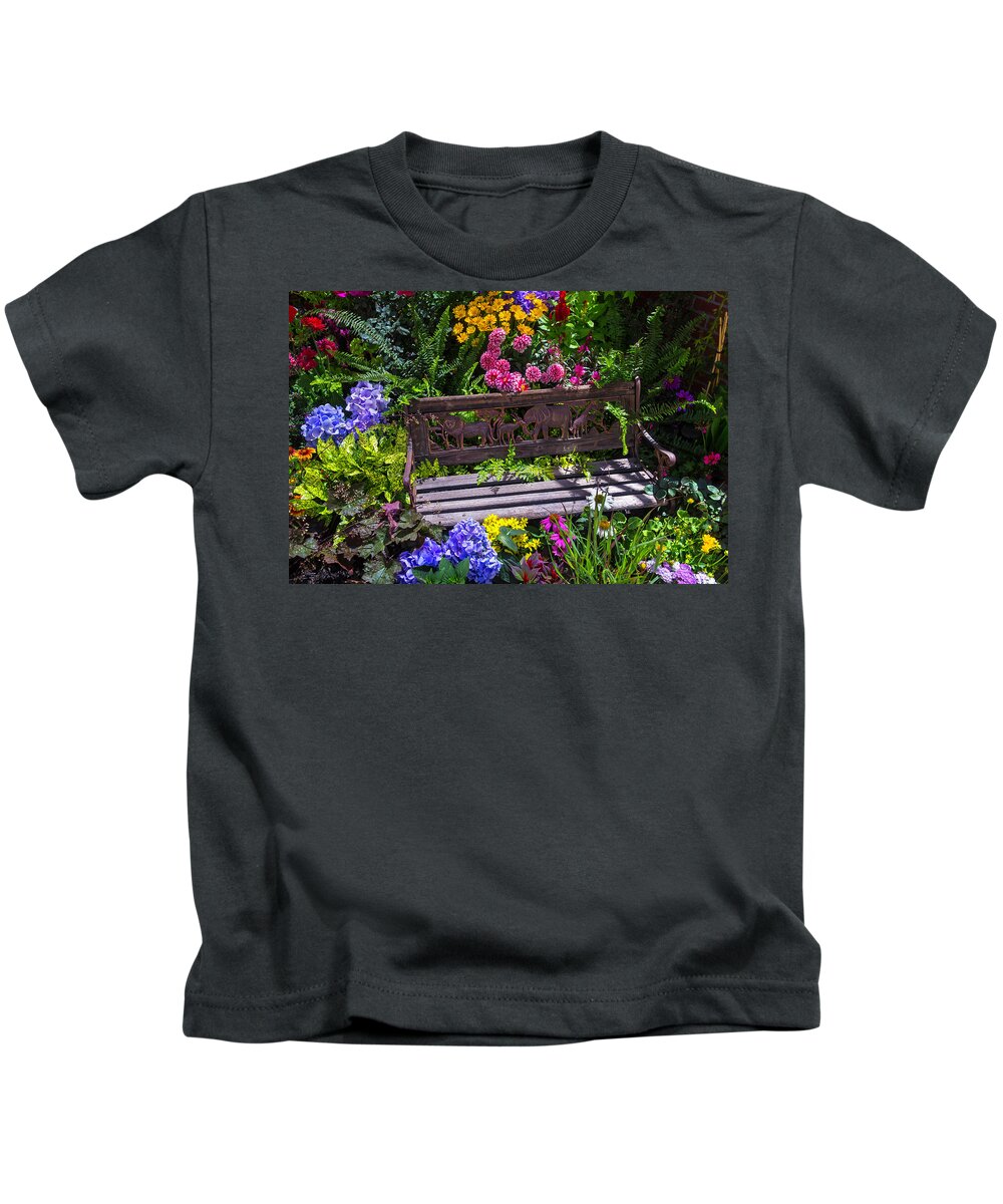 Animal Bench Kids T-Shirt featuring the photograph Animal Bench by Garry Gay