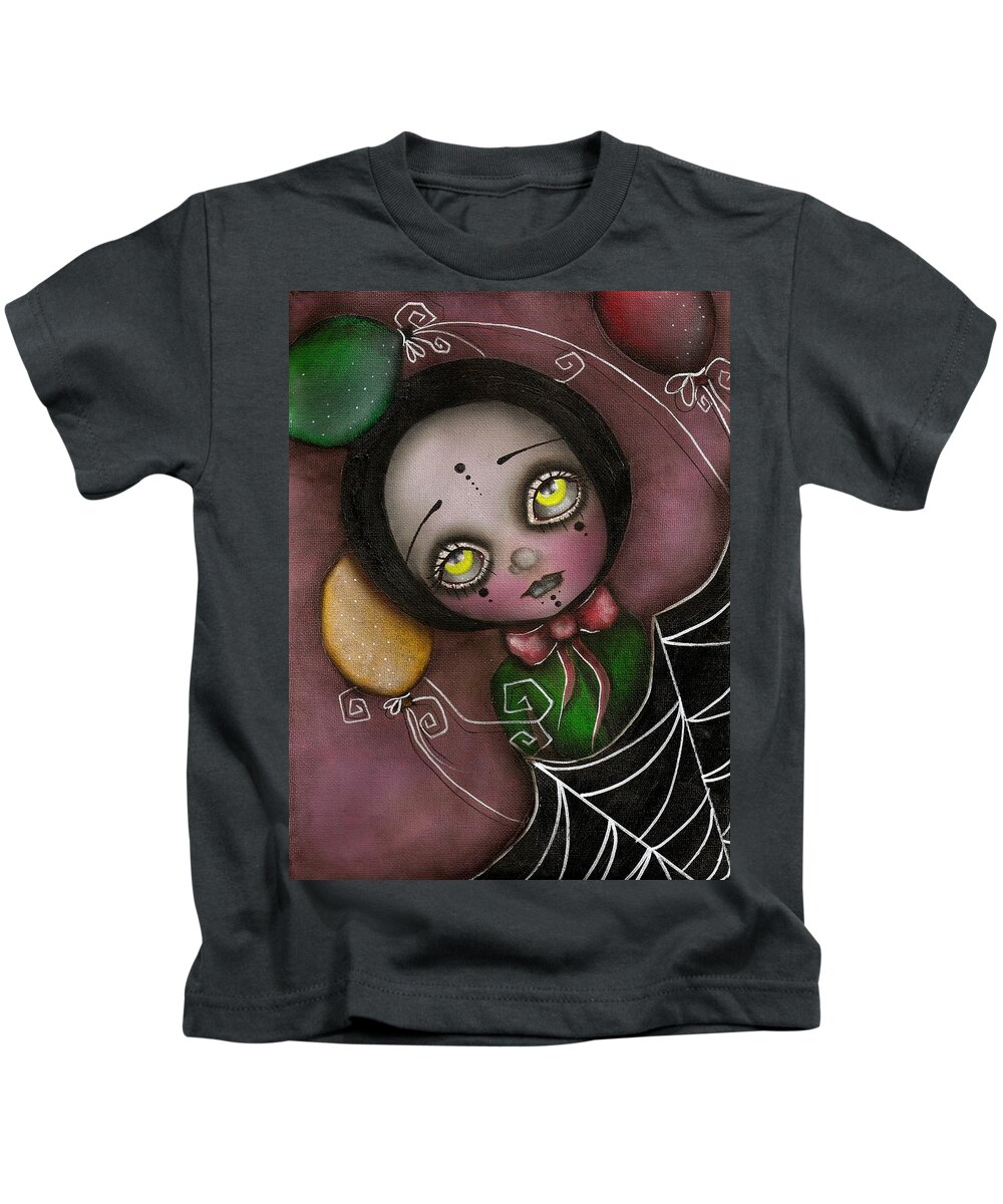 Abril Andrade Griffith Kids T-Shirt featuring the painting Arlequin Clown Girl by Abril Andrade