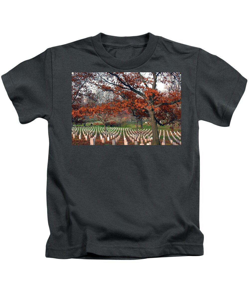Veteran Kids T-Shirt featuring the photograph Arlington Cemetery in Fall by Carolyn Marshall