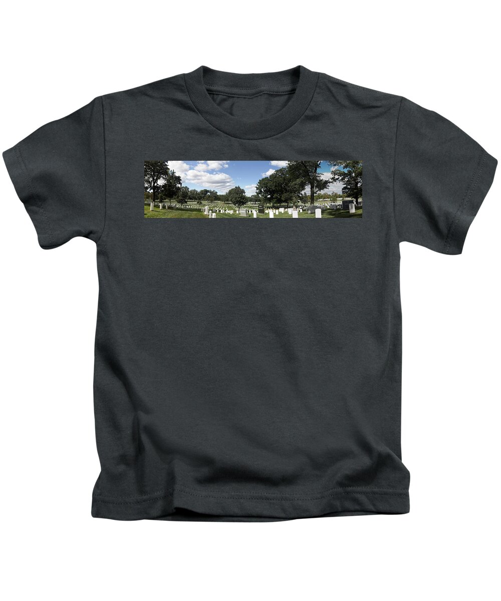 Arlington National Cemetery Panorama Kids T-Shirt featuring the photograph Arlington National Cemetery Panorama by Doolittle Photography and Art