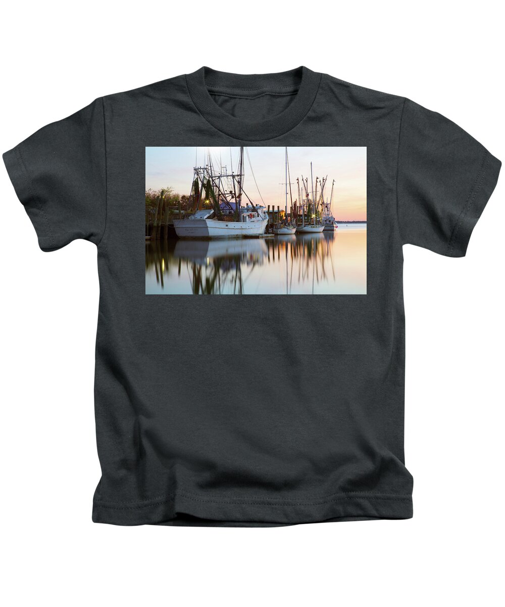 Mt. Pleasant Kids T-Shirt featuring the photograph At Rest - Shem Creek by Donnie Whitaker