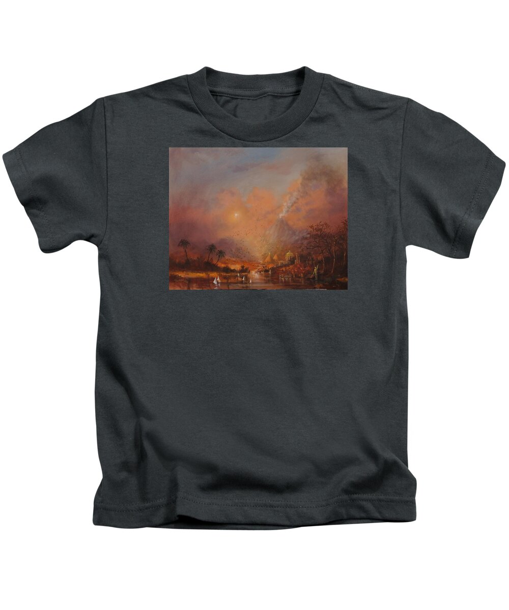 Atlantis Kids T-Shirt featuring the painting Atlantis the Lost Continent by Tom Shropshire