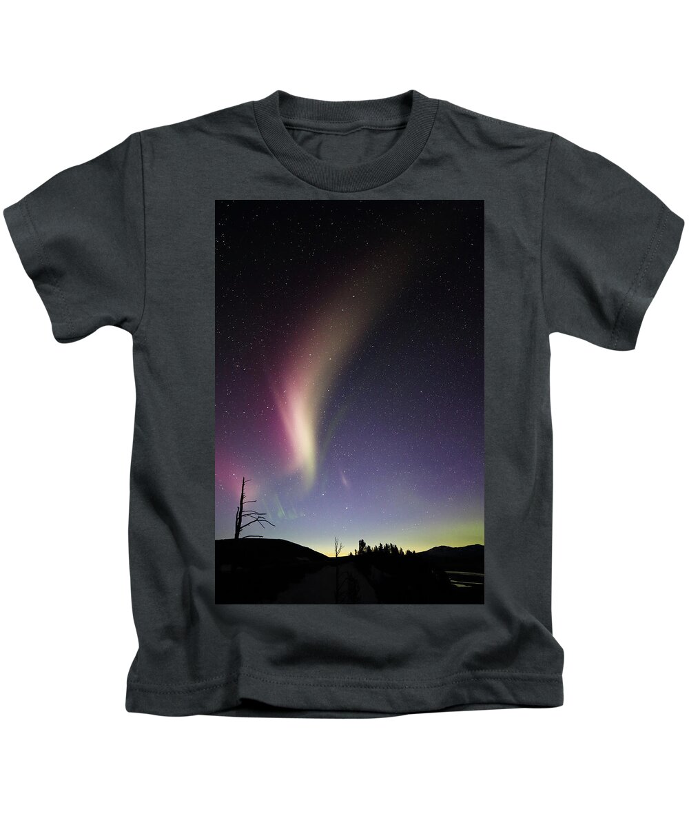 Aurora Kids T-Shirt featuring the photograph Auroral Phenomonen known as Steve 2 by Jean Clark