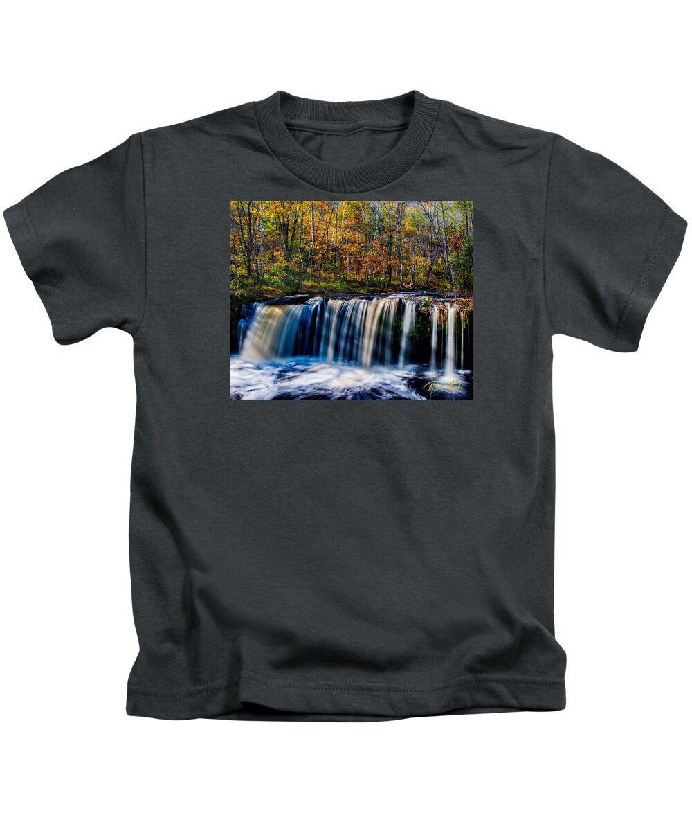 Flowing Kids T-Shirt featuring the photograph Autumn Afternoon at Wolf Creek by Rikk Flohr