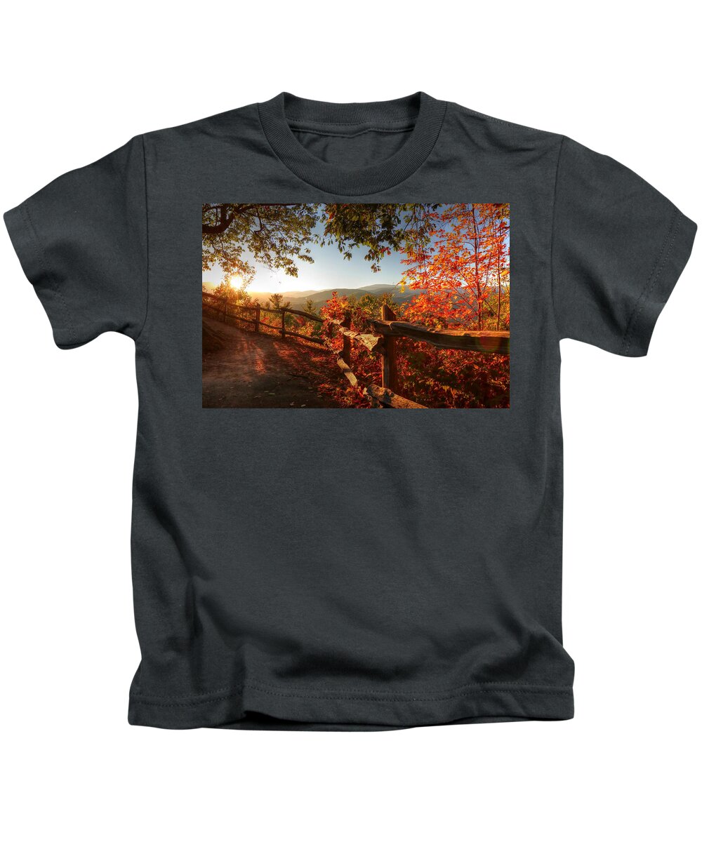 Autumn Landscape From Cataloochee In The Great Smoky Mountains National Park Kids T-Shirt featuring the photograph Autumn Landscape from Cataloochee in the Great Smoky Mountains National Park by Carol Montoya