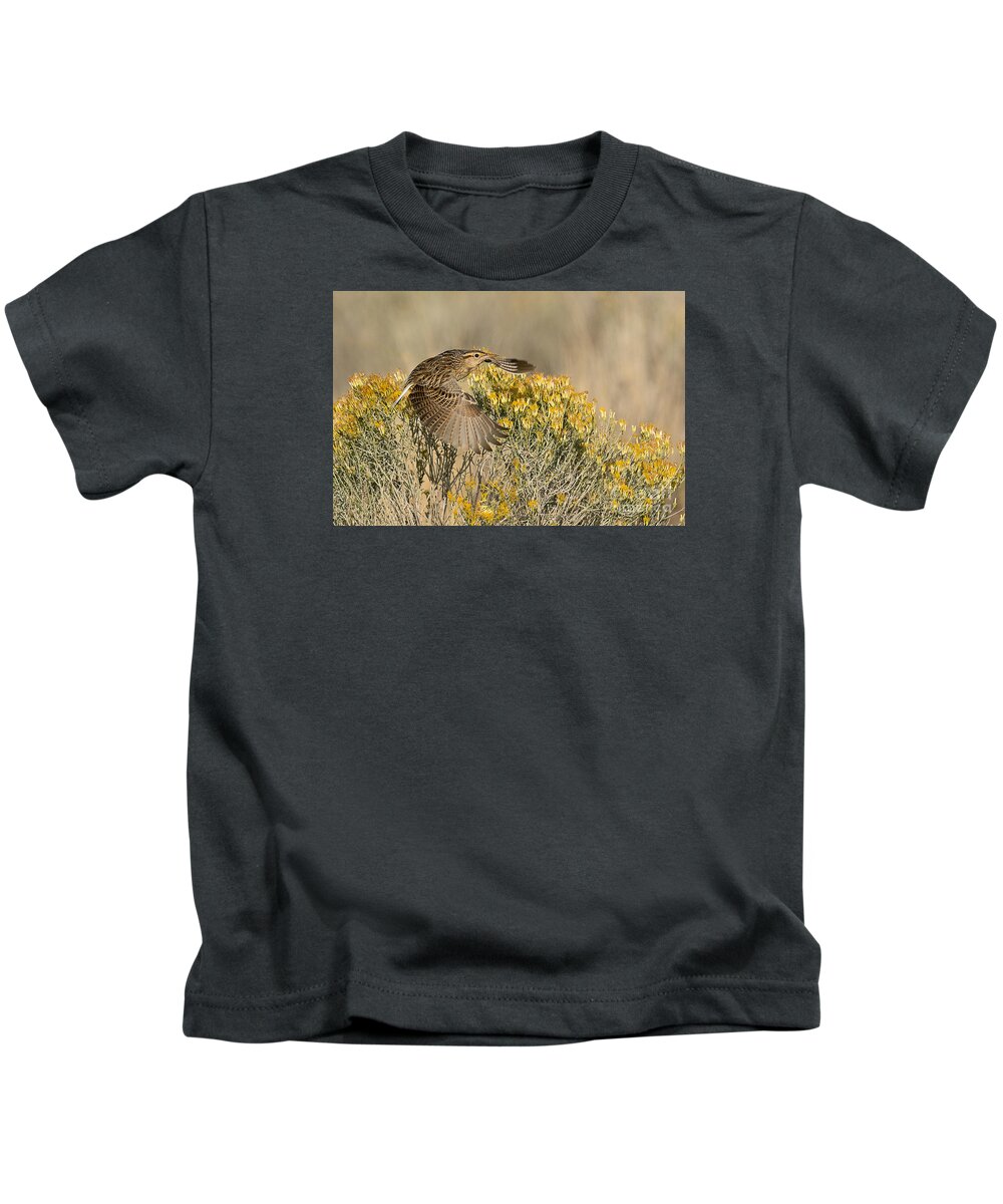 Bird Kids T-Shirt featuring the photograph Autumn Western Meadowlark by Dennis Hammer