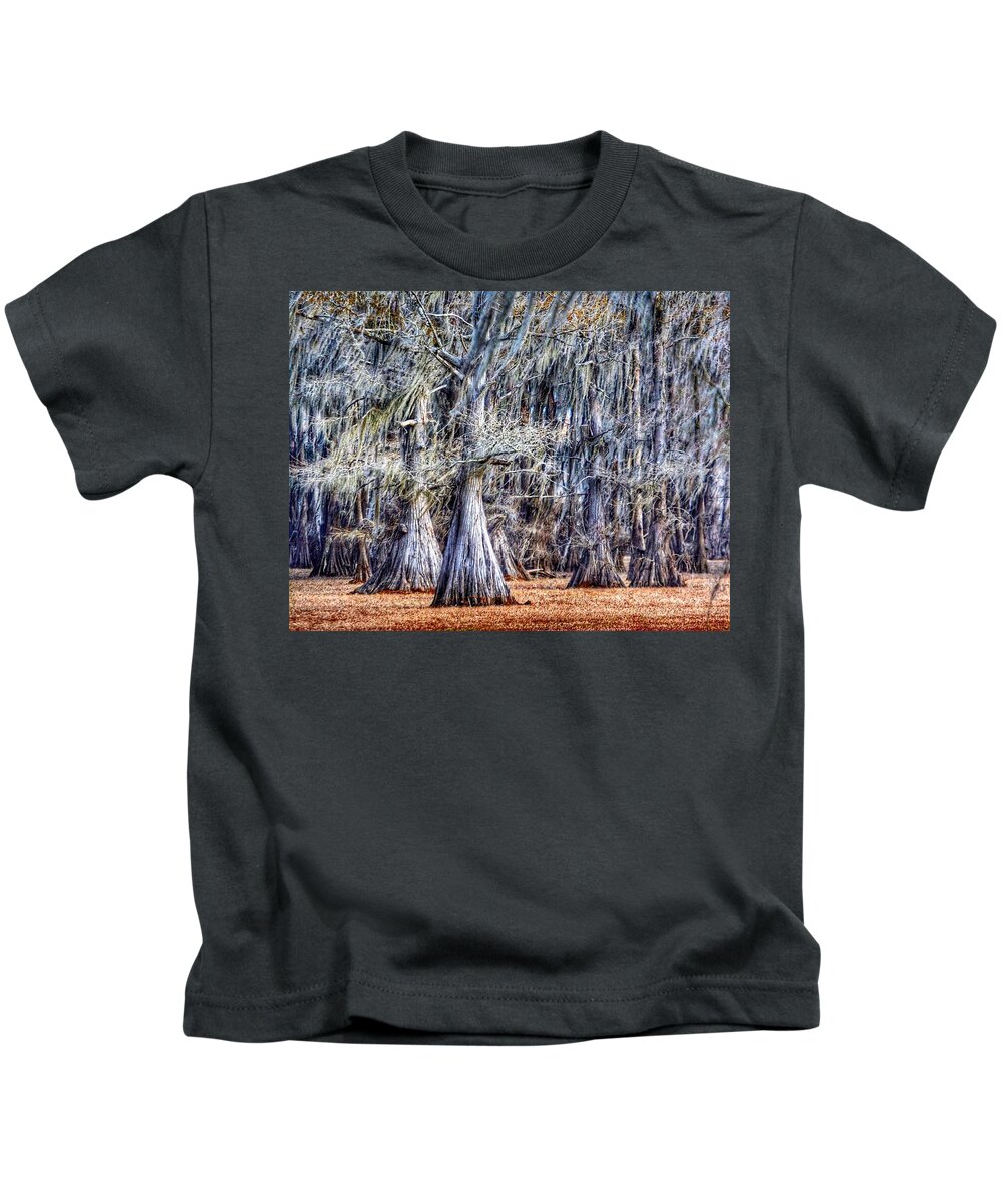 Caddo Lake Kids T-Shirt featuring the photograph Bald Cypress in Caddo Lake by Sumoflam Photography