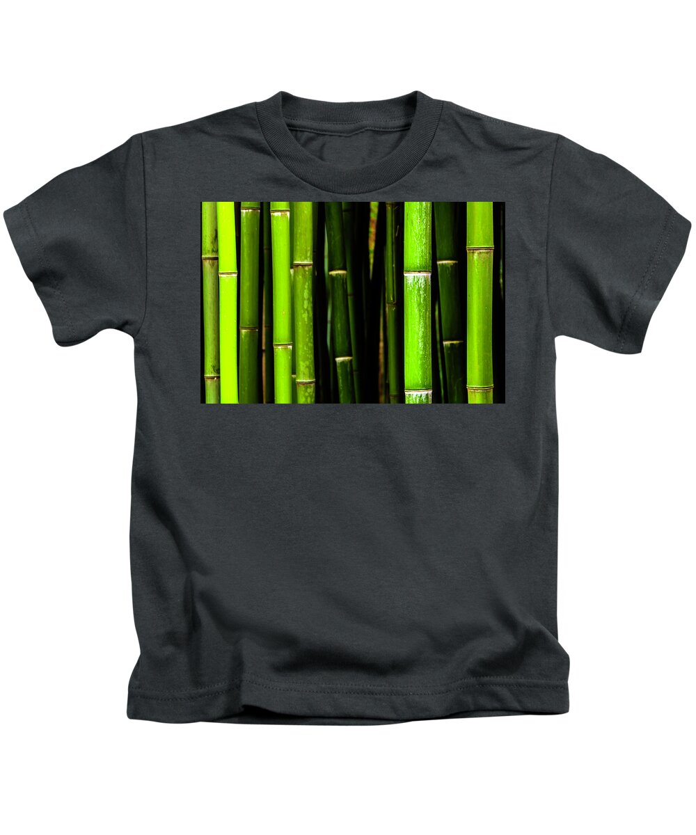 Green Bamboo Kids T-Shirt featuring the photograph Bamboo Sticks by Wolfgang Stocker