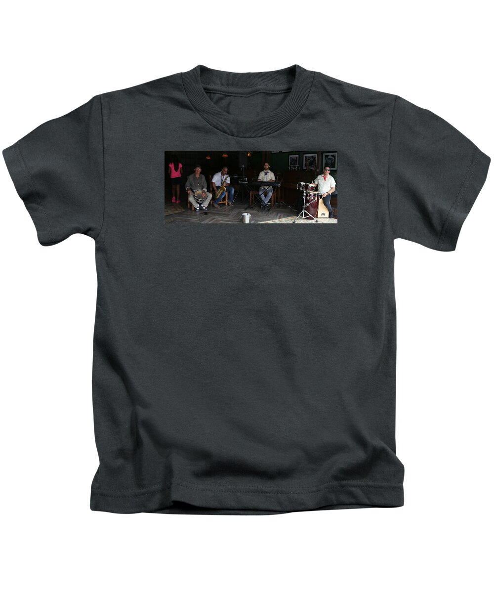 Pink Kids T-Shirt featuring the photograph Band With Pink Girl by Dart Humeston
