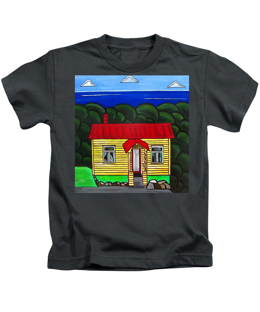 Cottage Kids T-Shirt featuring the painting Beach Cottage by Sandra Marie Adams