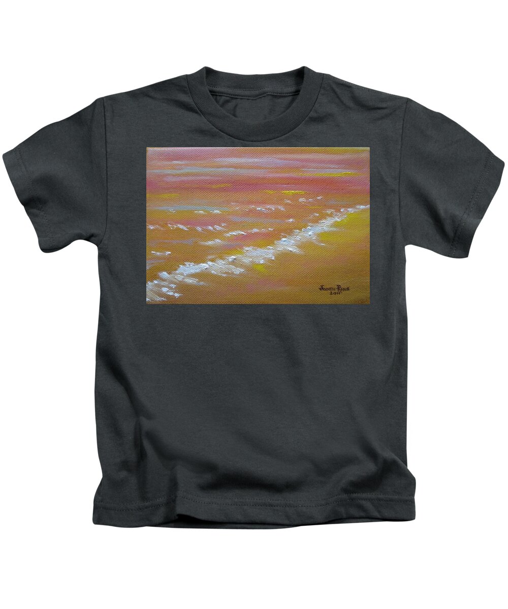 Beach Kids T-Shirt featuring the painting Beach Sunset by Judith Rhue