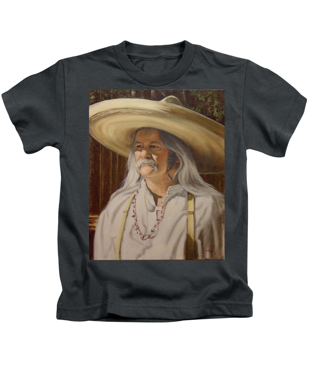 Mountain Man Kids T-Shirt featuring the painting Bead Guy by Todd Cooper