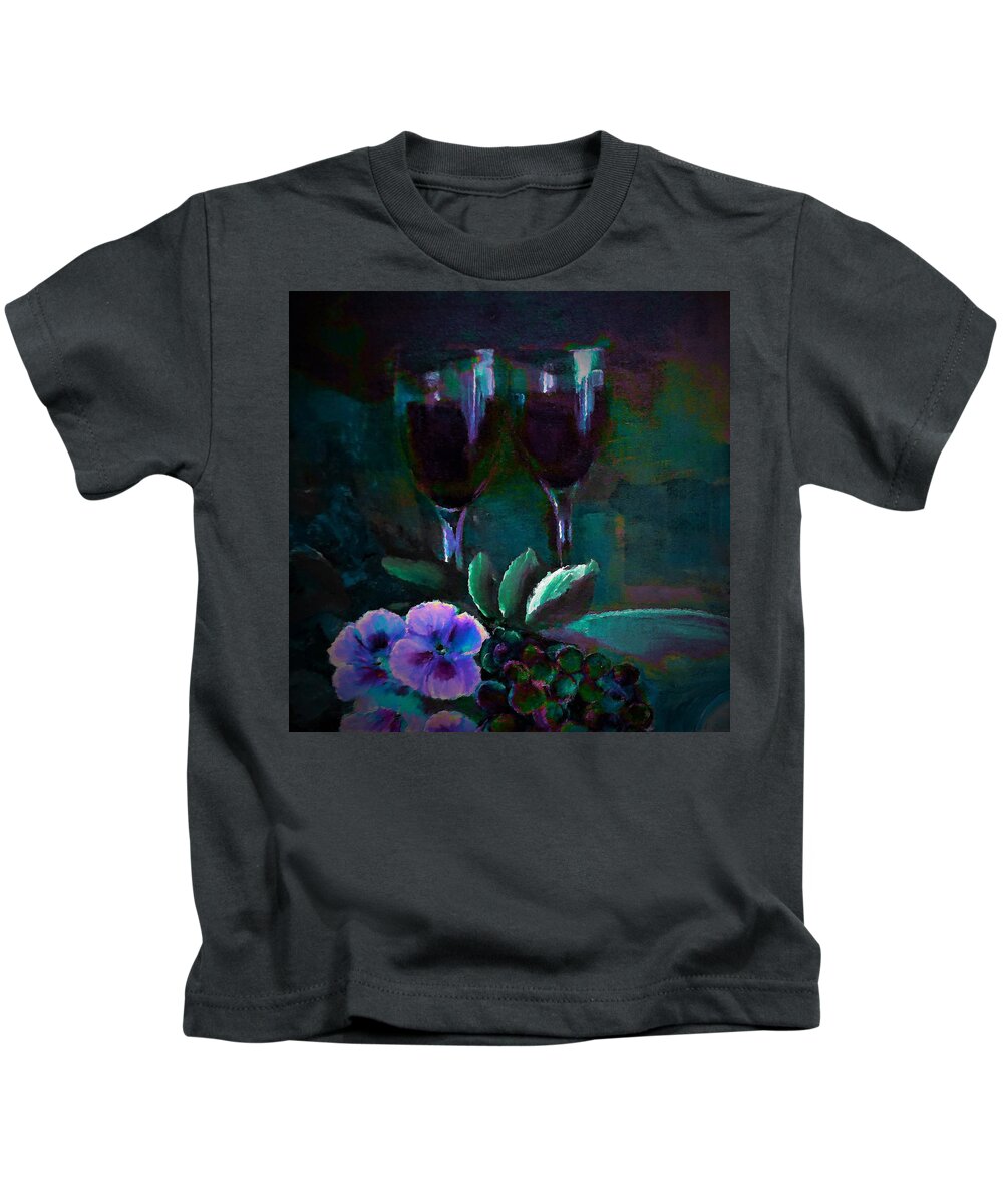 Stemware Kids T-Shirt featuring the digital art Beautiful Stemware Painting By Lisa Kaiser by Lisa Kaiser