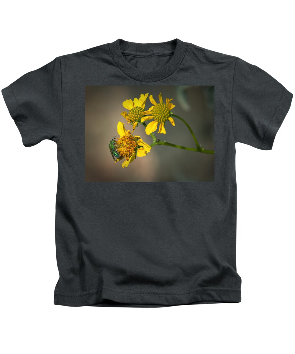 Flowers Kids T-Shirt featuring the photograph Bee Happy by Elaine Malott