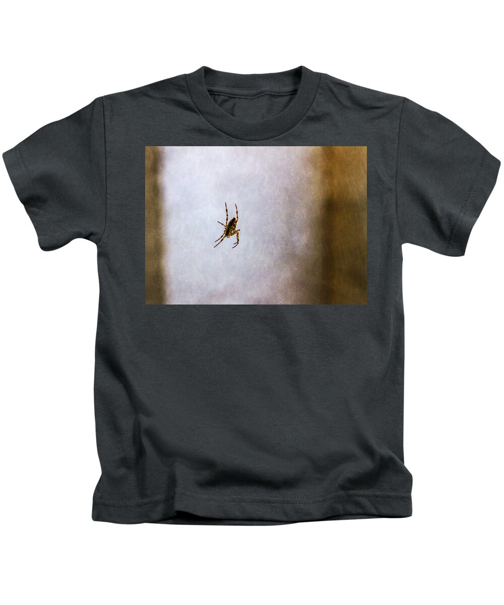 Bonnie Follett Kids T-Shirt featuring the photograph Belly of the spider by Bonnie Follett