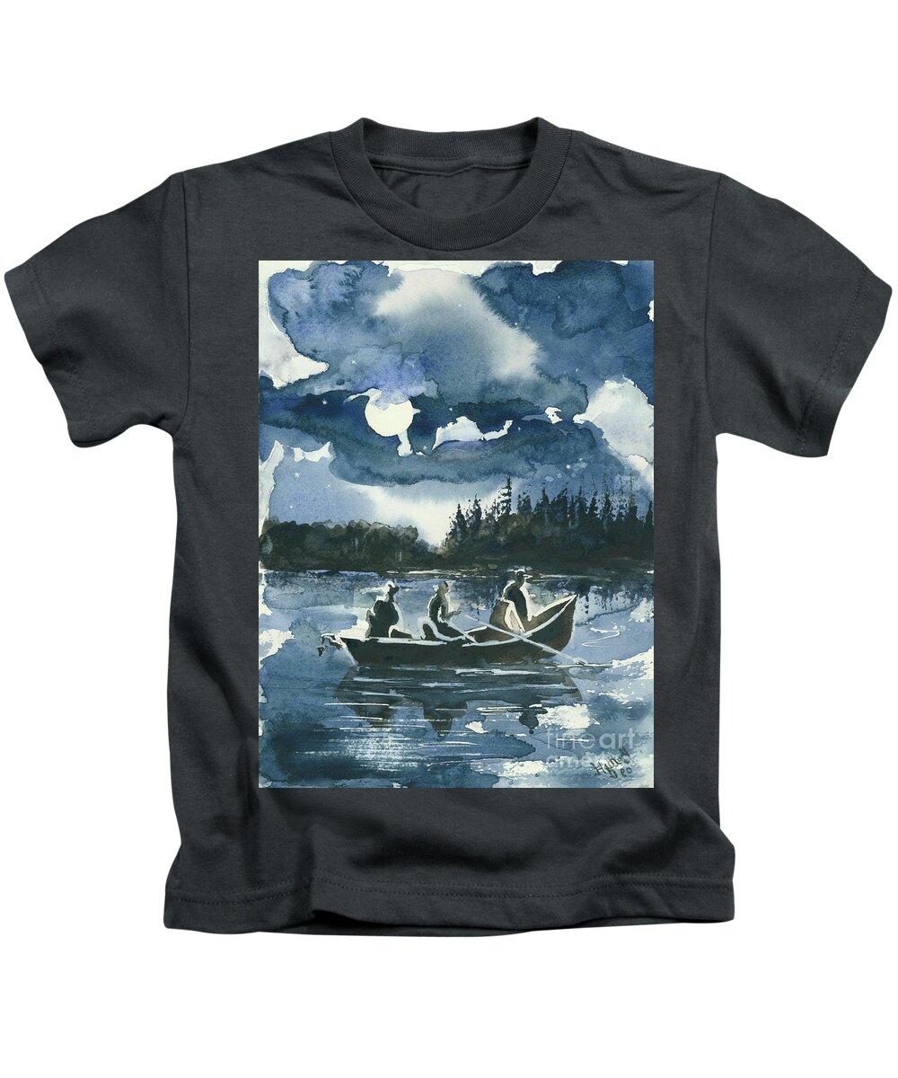 Watercolor Kids T-Shirt featuring the painting Beneath the Stars by Elisabeta Hermann