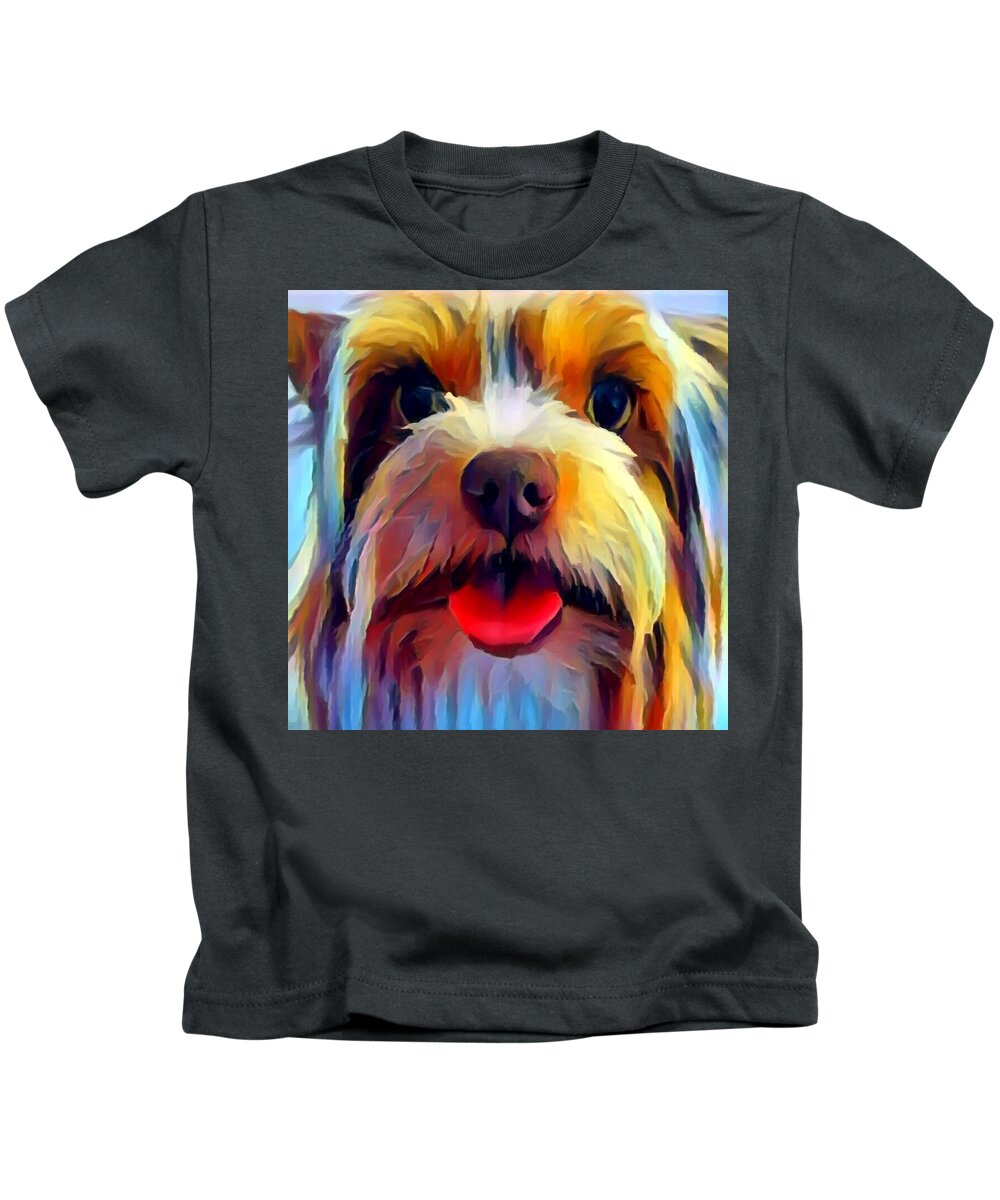 Biewer Terrier Kids T-Shirt featuring the painting Biewer Terrier by Chris Butler