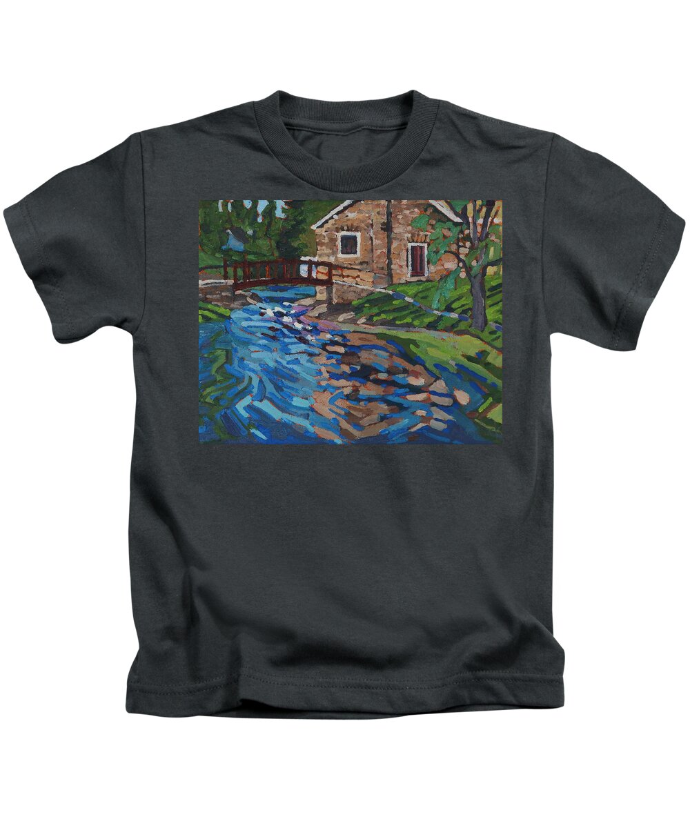 2101 Kids T-Shirt featuring the painting Big Ben Pond by Phil Chadwick
