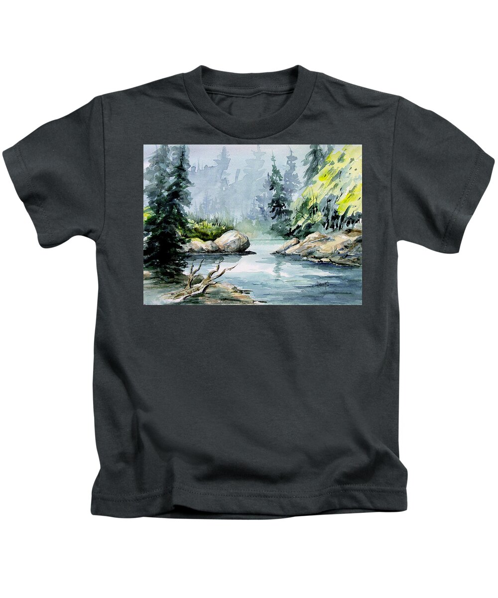 Creek Kids T-Shirt featuring the painting Bird Creek by Sam Sidders