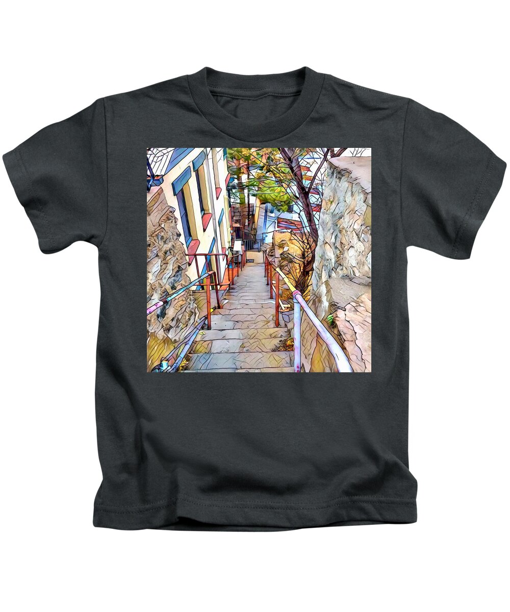 Bisbee Kids T-Shirt featuring the photograph Bisbee Stairs by Jerry Abbott