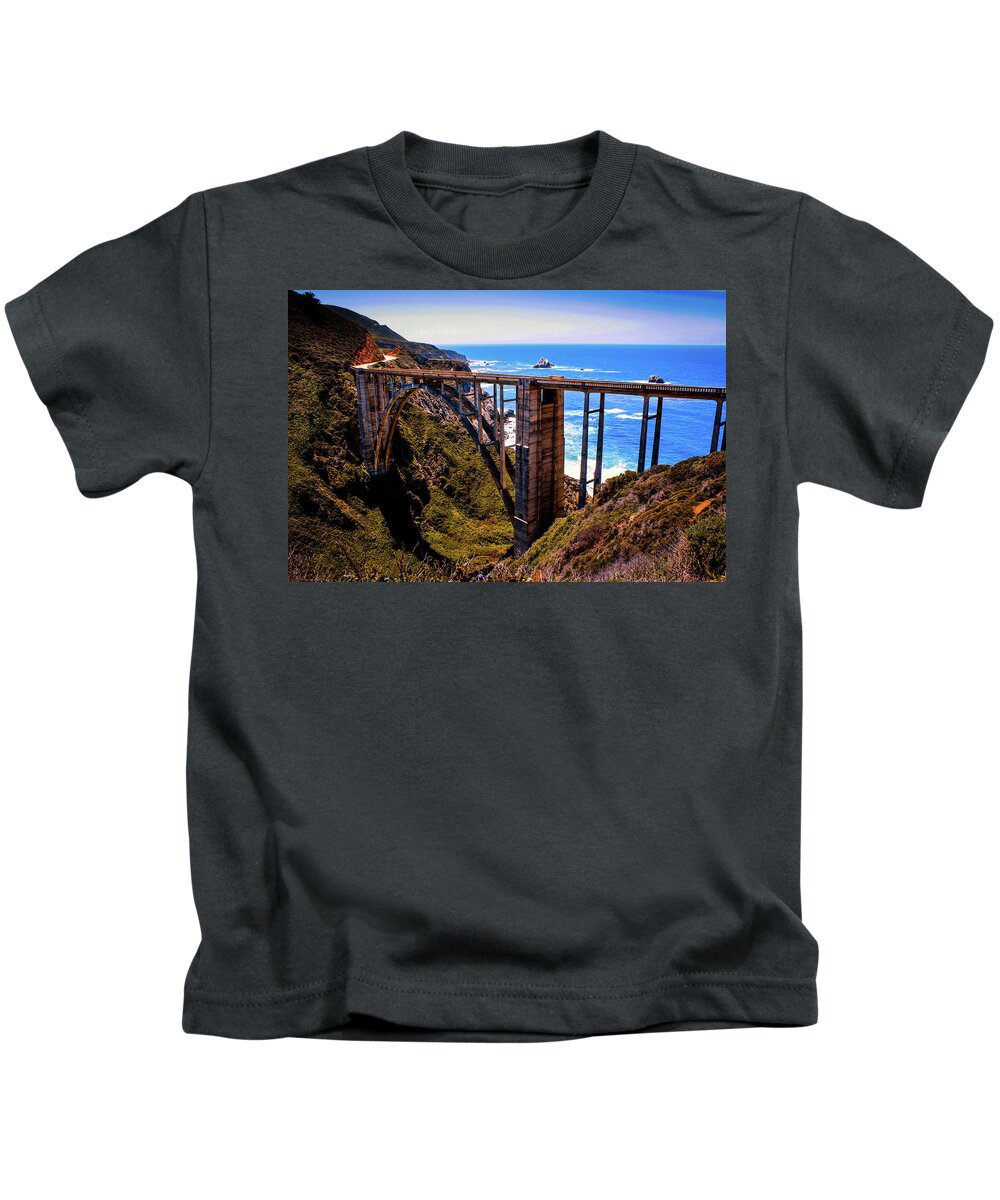 Bixby Bridge Kids T-Shirt featuring the photograph Bixby Gateway, CA by Dr Janine Williams