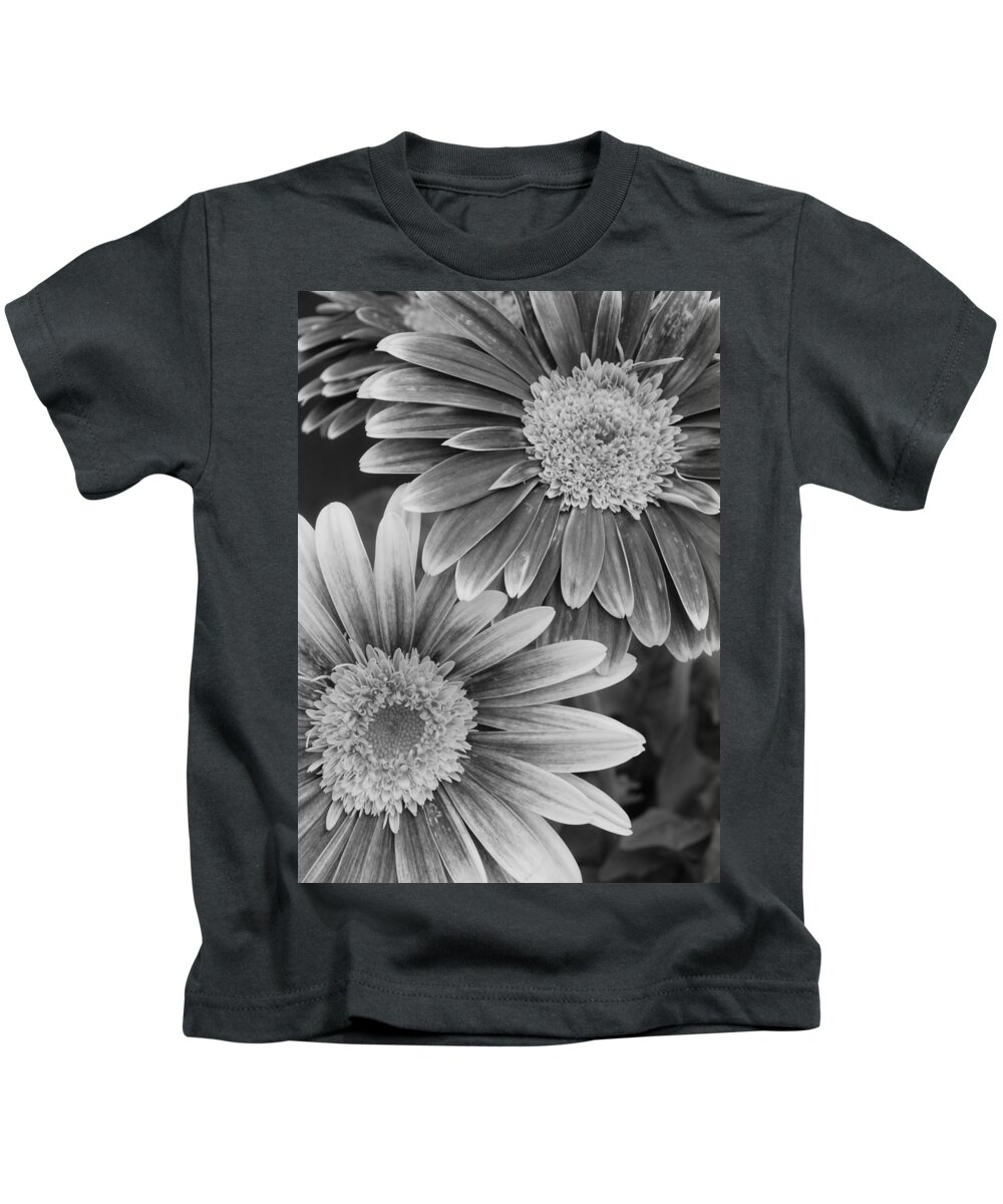 Flower Kids T-Shirt featuring the photograph Black and White Gerber Daisies 2 by Amy Fose