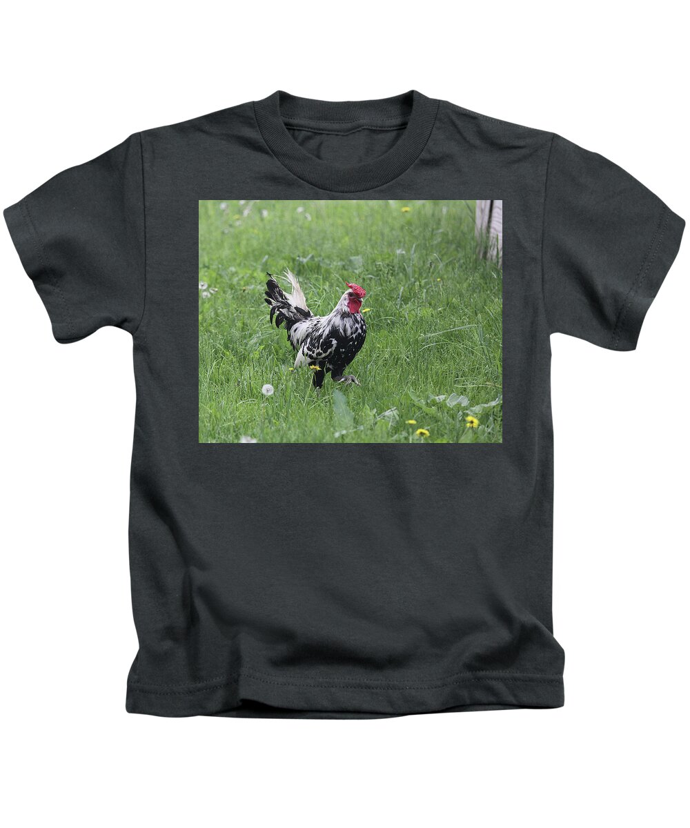 Chicken Kids T-Shirt featuring the photograph Black and White by Jean Macaluso