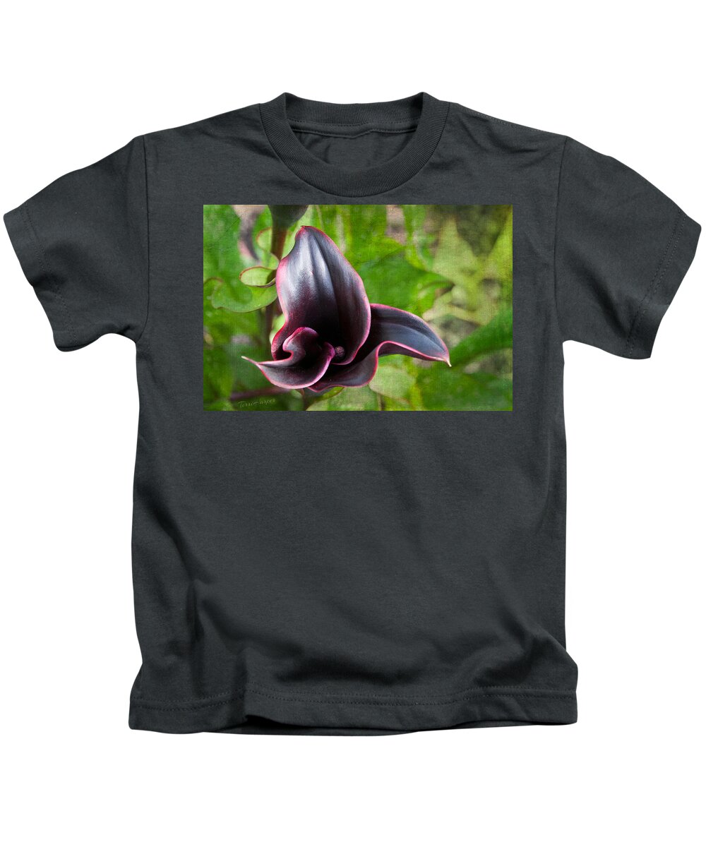 Black Calla Lily Kids T-Shirt featuring the photograph Black Beauty by Terri Harper