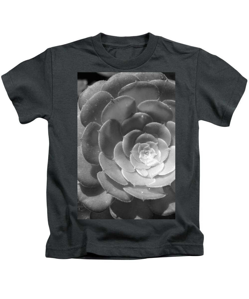 Flower Kids T-Shirt featuring the photograph Blackand White Cabbage Cactus by Amy Fose