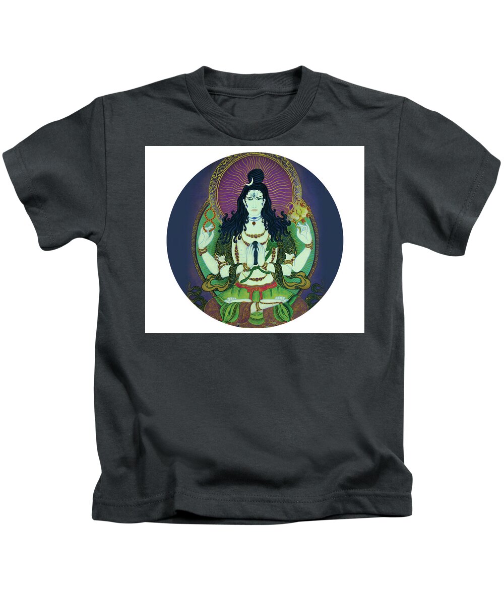 Shiva Kids T-Shirt featuring the painting Blessing Shiva by Guruji Aruneshvar Paris Art Curator Katrin Suter