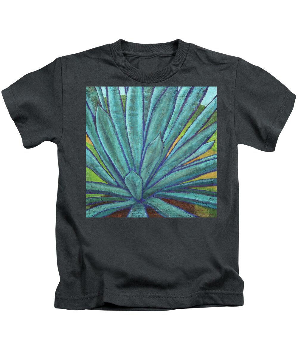 Coconut Bliss Kids T-Shirt featuring the painting Blissful Agave by Tara D Kemp