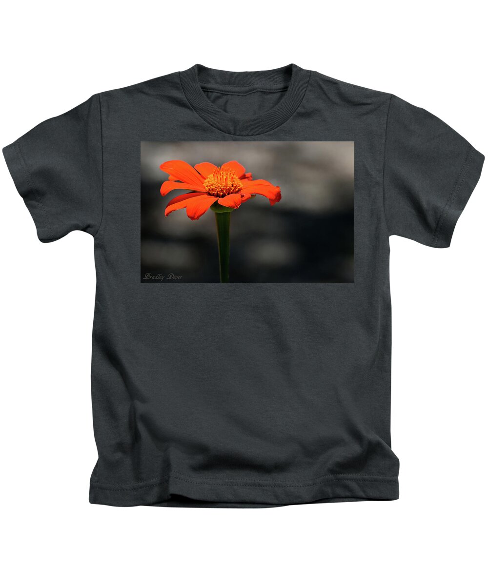 Art Kids T-Shirt featuring the photograph Blood Orange Daisy by Bradley Dever