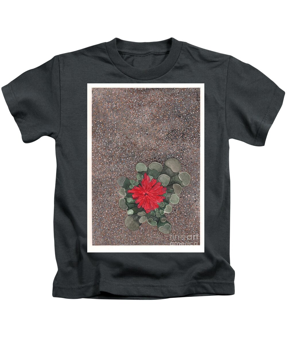 Succulent Kids T-Shirt featuring the painting Blooming Succulent by Hilda Wagner