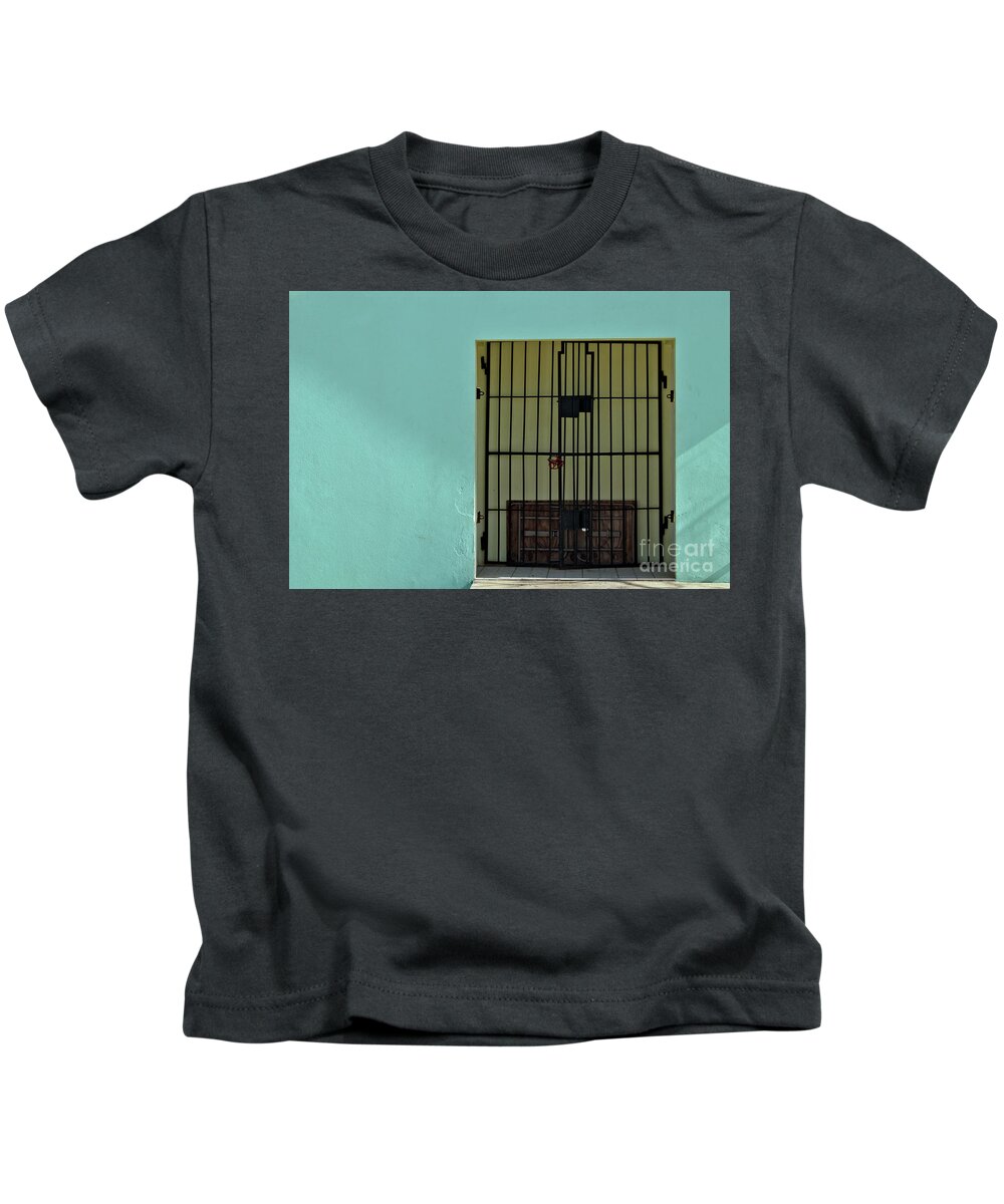 Blue Kids T-Shirt featuring the photograph Blue Gate by Kathy Strauss