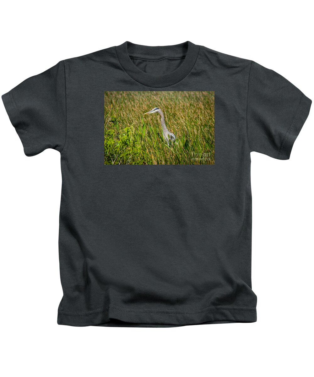 America Kids T-Shirt featuring the photograph Blue Heron by Amanda Mohler