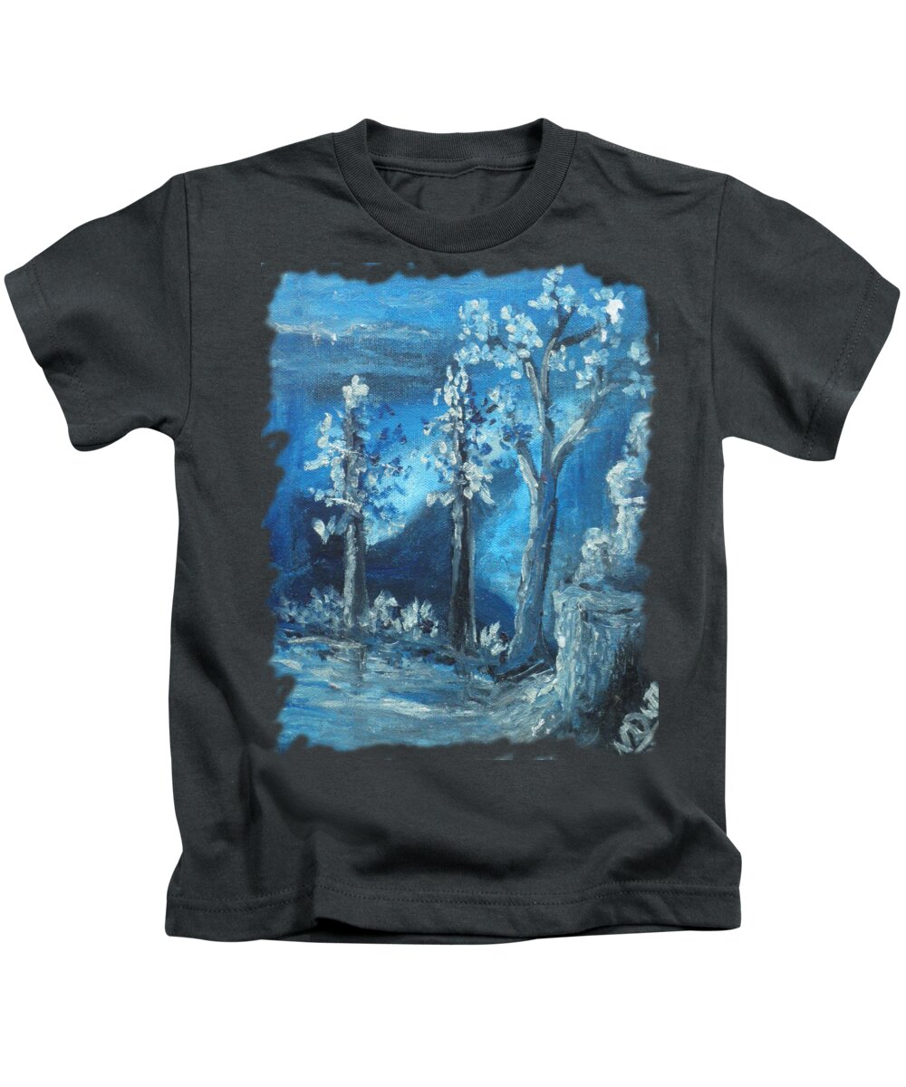 Acrylic Kids T-Shirt featuring the painting Blue Nature by Pixel Artist