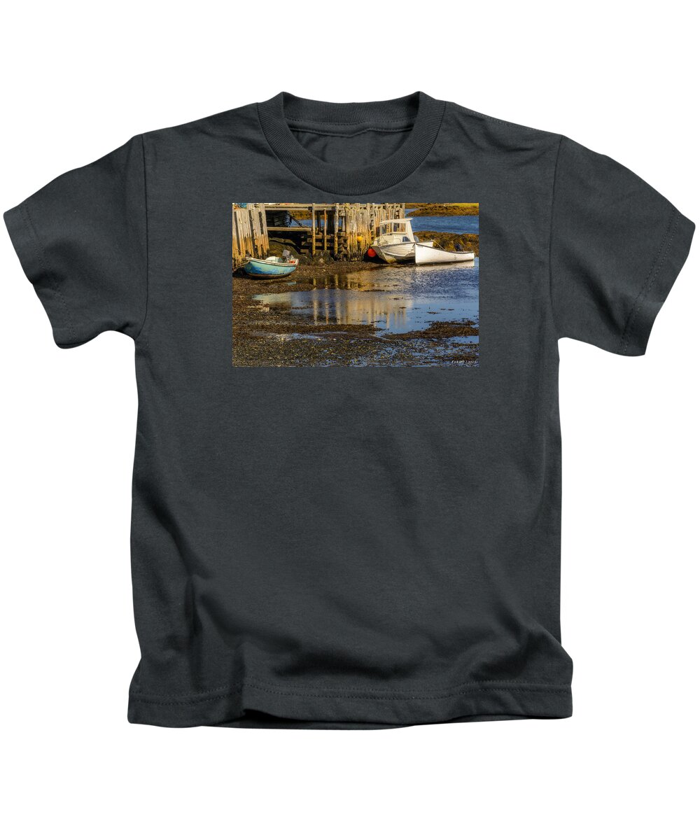 Lunenburg County Kids T-Shirt featuring the photograph Blue Rocks, Nova Scotia #2 by Ken Morris