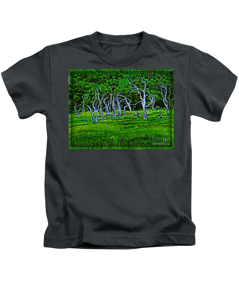 Tree Kids T-Shirt featuring the photograph Blue Trees II by Leslie Revels