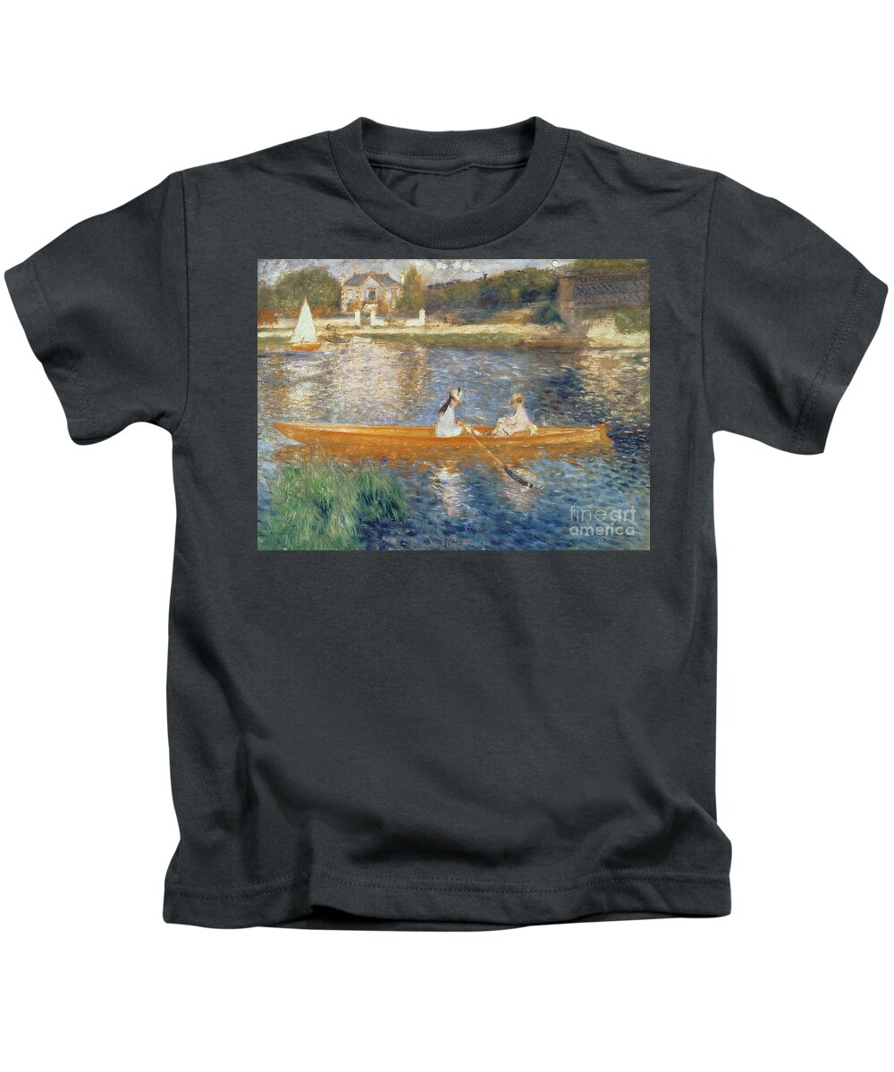 Boating On The Seine Kids T-Shirt featuring the painting Boating on the Seine by Pierre Auguste Renoir