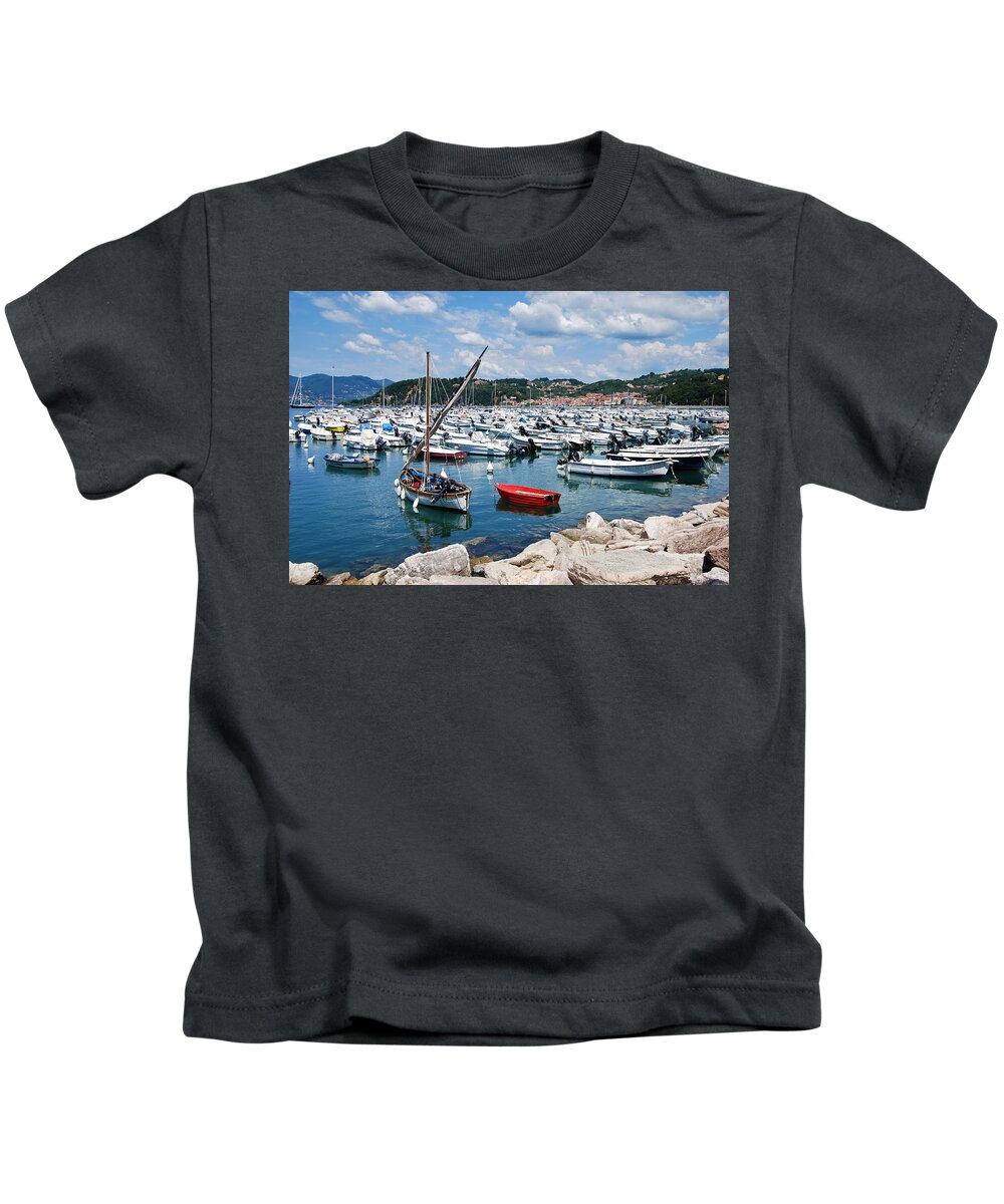 Lerici Kids T-Shirt featuring the photograph Boats by Fabio Caironi