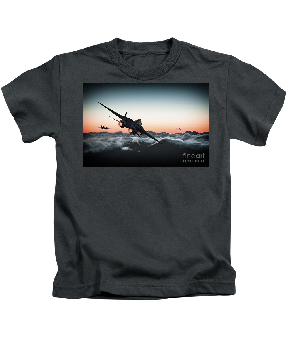 F14 Kids T-Shirt featuring the digital art Bogies 1'Oclock by Airpower Art