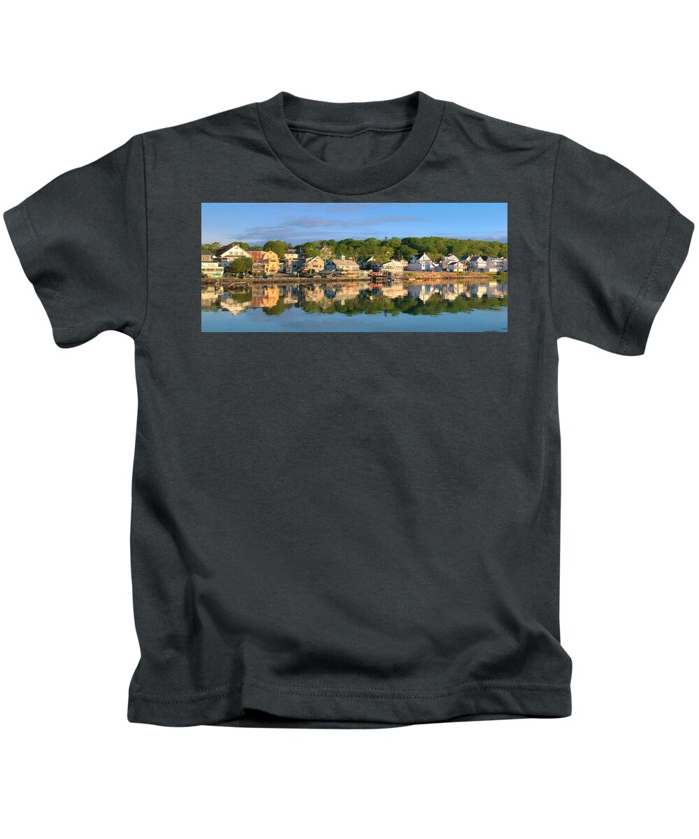 Booth Bay Kids T-Shirt featuring the photograph Booth Bay Reflections by Lisa Dunn