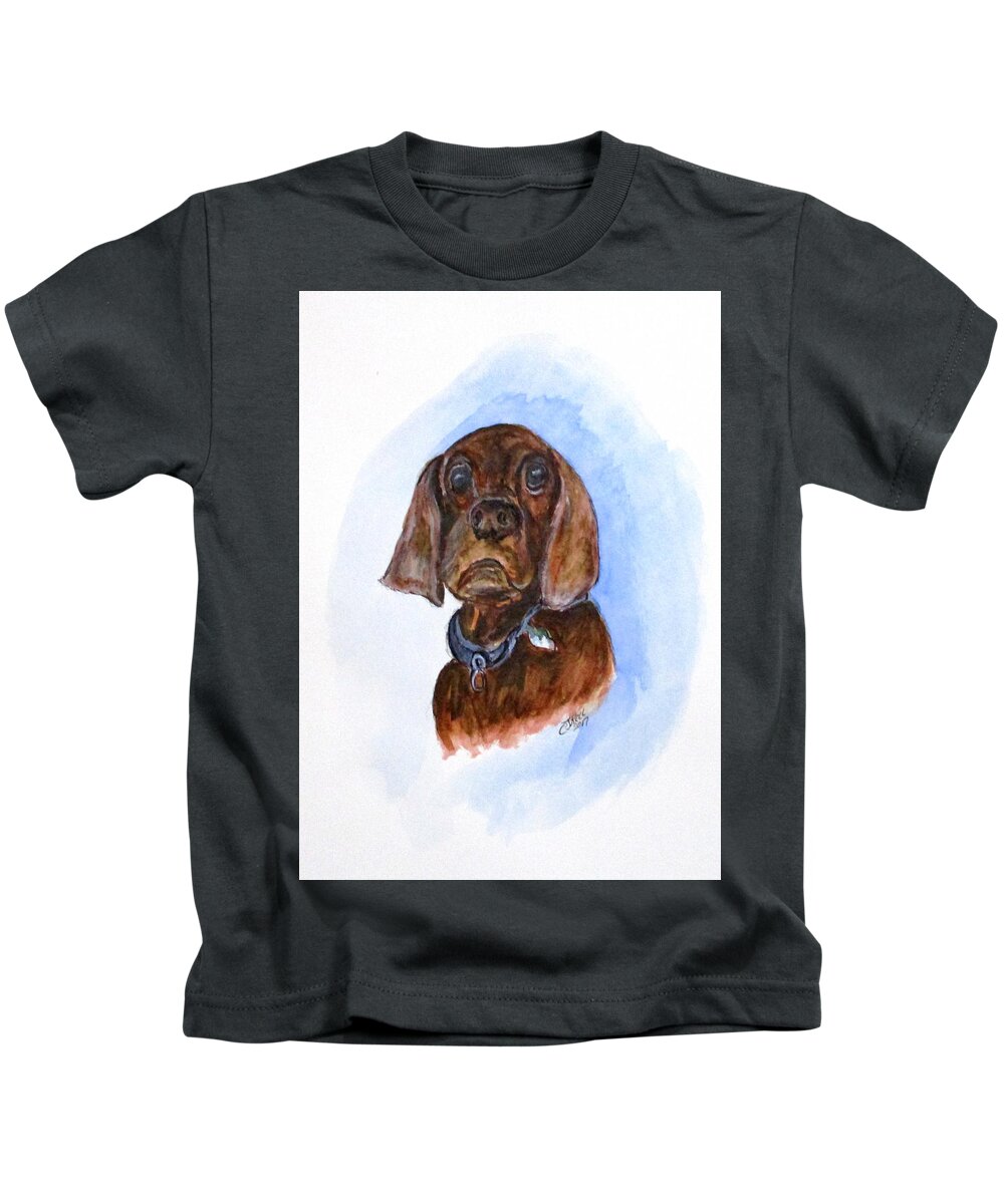 Cocker Kids T-Shirt featuring the painting Bosely The Dog by Clyde J Kell