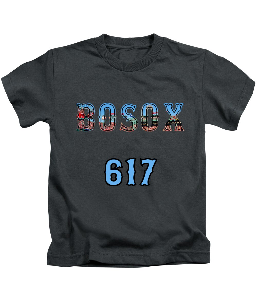 Bosox And The 617 Logo Kids T-Shirt featuring the digital art Boston 617 Logo by Joann Vitali